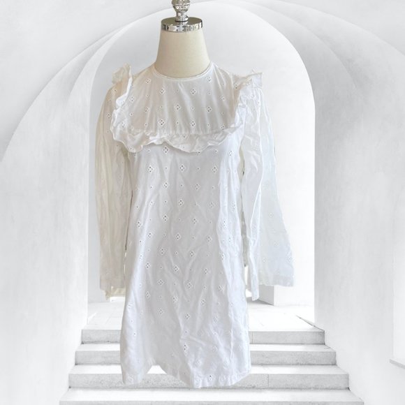Doen Dresses & Skirts - Doen White Ruffle Lace Eyelet Cotton Mini Dress SIze XS